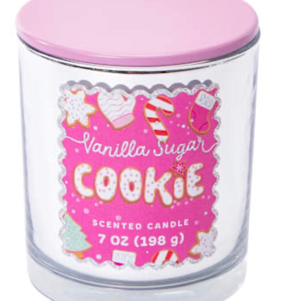 Vanilla Sugar Cookie Candle jar silver metallic pink